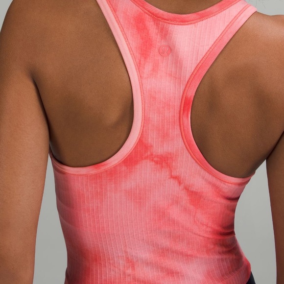 lululemon Ebb to Street Cropped Racerback Tank Top Raspberry Cream Marble Dye 10 - Picture 4 of 4